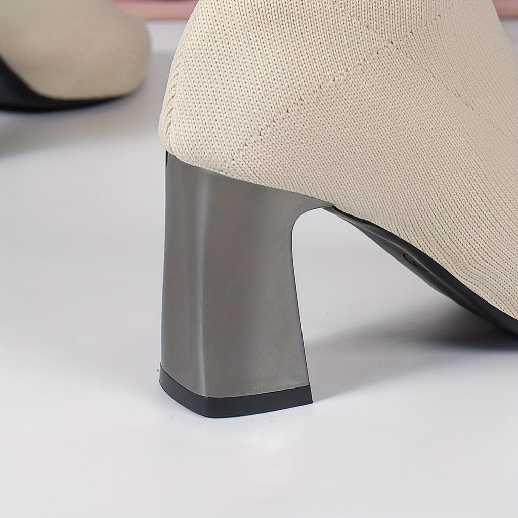 Elegante Strick-Ankle Boots mit Absatz