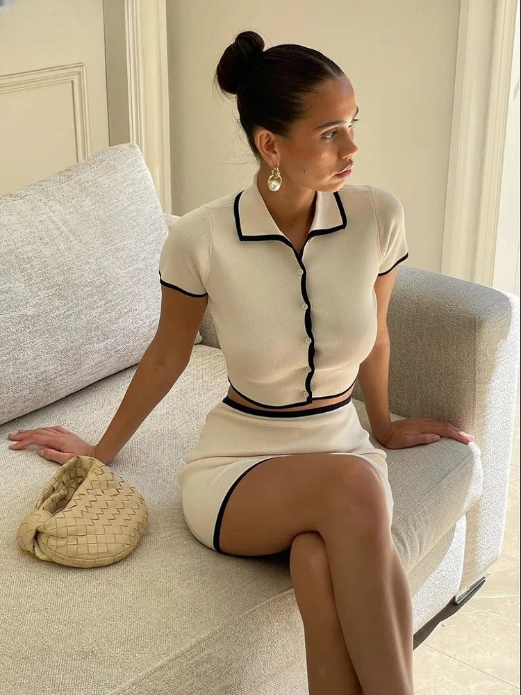 Polo-Strickset mit Minirock