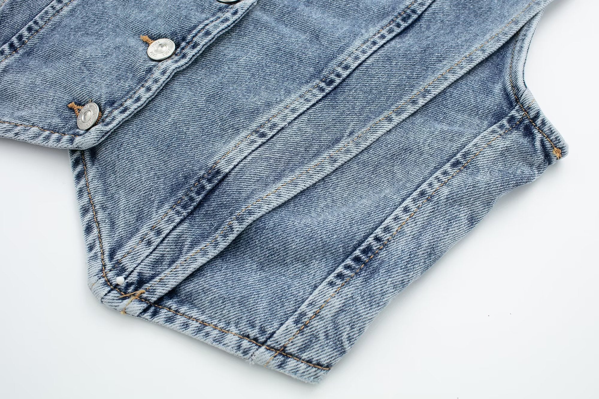 Taillierte Denim Weste mit V-Ausschnitt