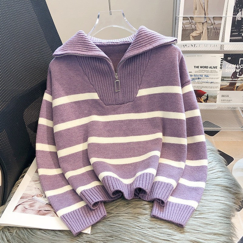 Stylischer Pullover mit halbem Reißverschluss