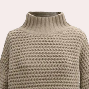 Damen Pullover – Chunky Knit, Hoher Rollkragen, Oversized Ärmel, Off-White, Acryl-Baumwolle-54883-58562563735882