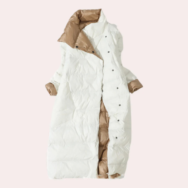 Damen Puffer-Mantel – Zweifarbig, Oversized, Wadenlang, Polyester, Modern-54885-58562550661450