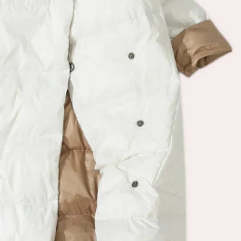 Damen Puffer-Mantel – Zweifarbig, Oversized, Wadenlang, Polyester, Modern-54885-58562551808330