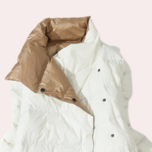 Damen Puffer-Mantel – Zweifarbig, Oversized, Wadenlang, Polyester, Modern-54885-58562553184586