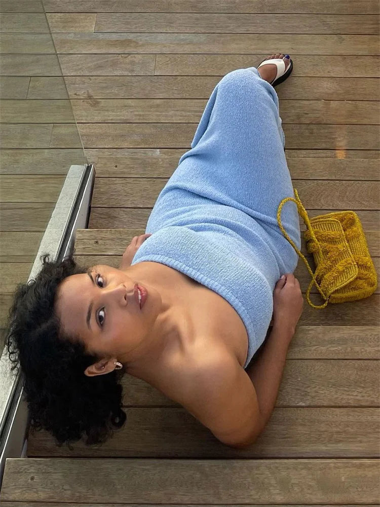 Strickkleid Damen Trägerlos Gestreift Bandeau-Stil Komfortabel Mühelos Elegant Sommer-81460-addd1ef2-b43f-4696-bc27-408f688cfbcd