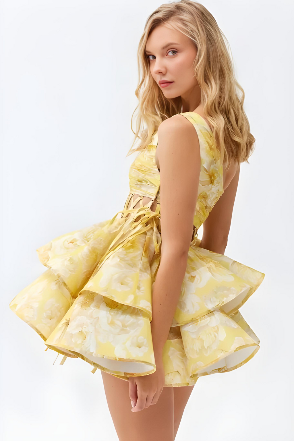 Damen Blumenkleid – One-Shoulder, Volantrock, Asymmetrischer Saum-83680-aea732fb-9641-4c41-9e4d-0e0ffe742795