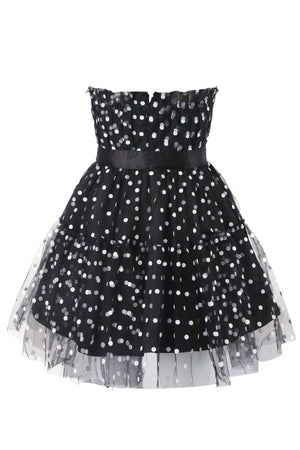 Punktiertes Kleid mit Tüll-Akzent