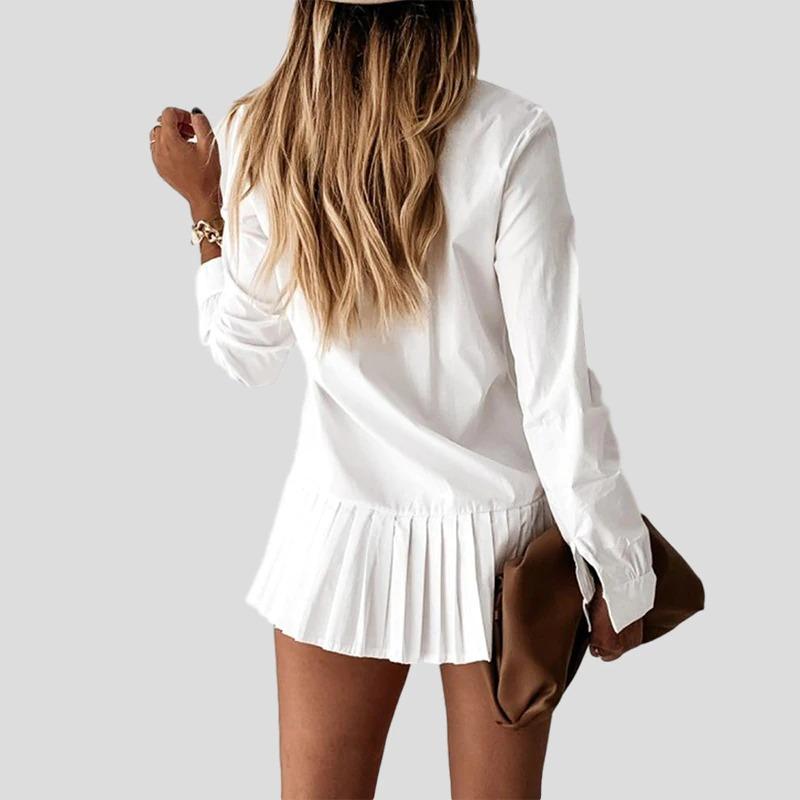 Hemdblusenkleid mit plissiertem Rockteil