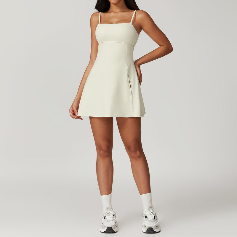 A-Linien Kleid mit Schlitz & Athletik-Flair