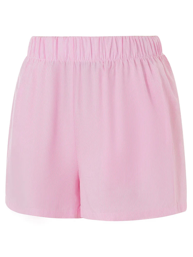 Damen Shorts – Gestreift, Baumwolle, Elastischer Bund, Klassischer Stil-81738-b1e43884-e248-43a4-9ed5-7d9b710c70a6