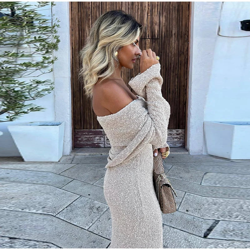 Schimmerndes Elegantes Kleid mit Off-Shoulder