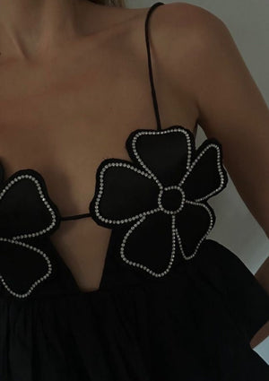 Blütenbesetztes Peplum-Top mit Neckholder
