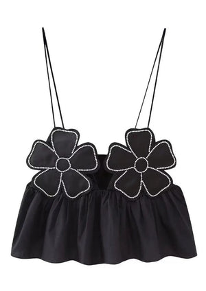 Blütenbesetztes Peplum-Top mit Neckholder