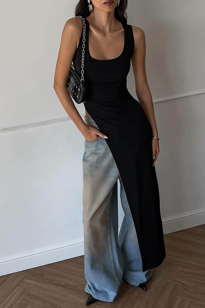 Minimalistisches Kleid/Top mit Schlitz-Detail