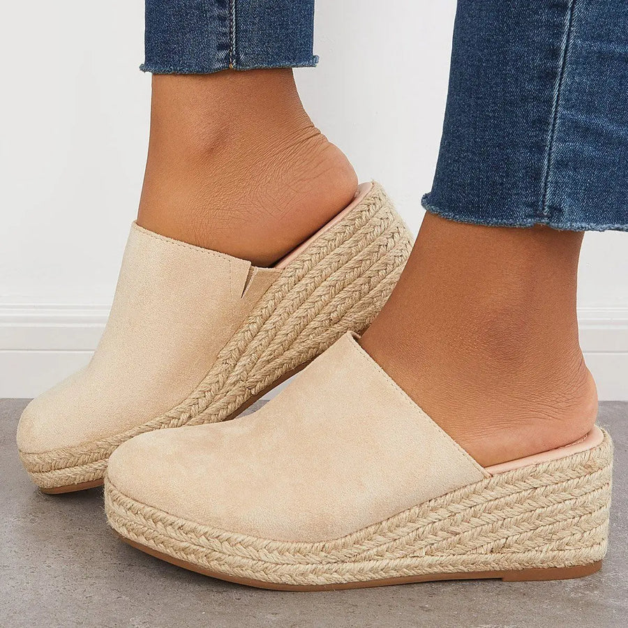 Damen Schuhe – Wildleder Keil-Espadrille, Slip-On Design, Sommer Stil-83367-bda5abc9-e5c2-4489-84da-0eb6b84e83df