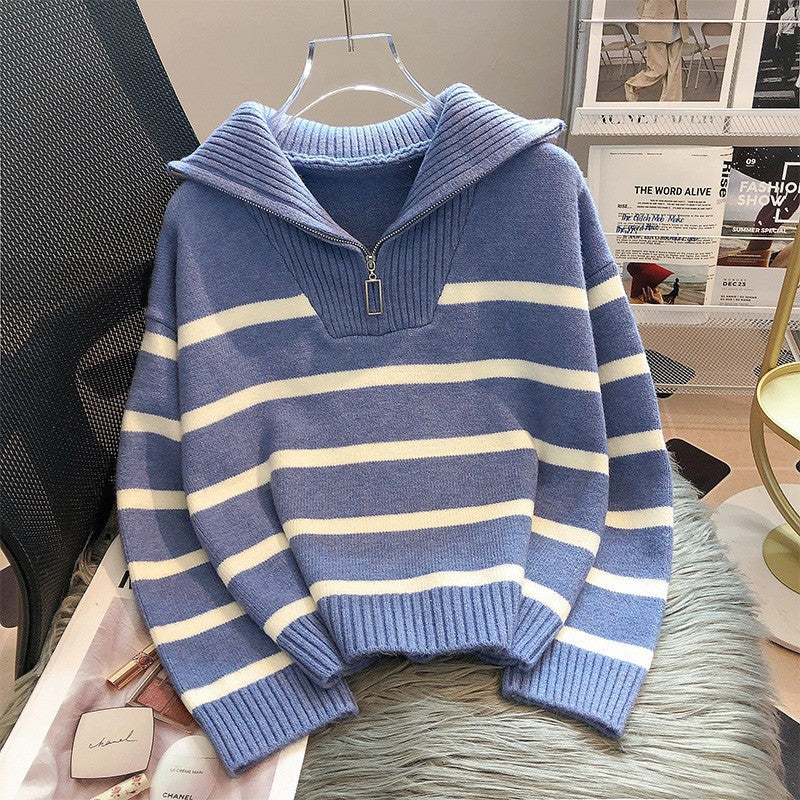 Stylischer Pullover mit halbem Reißverschluss