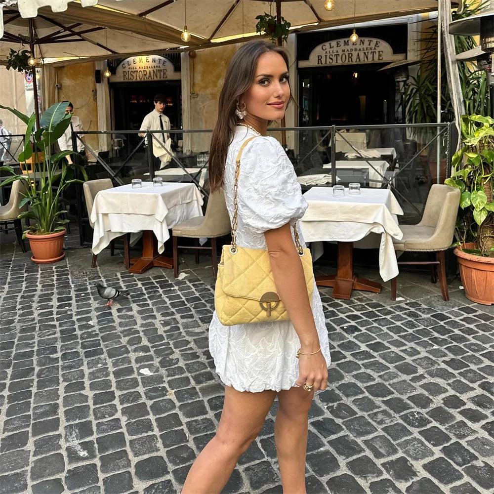 Damen Weißes Besticktes V-Ausschnitt Kurzarm Kleid – Sommer Stil, Kleidhaus-83645-c14c046f-ac50-4375-945c-829d78cd6690