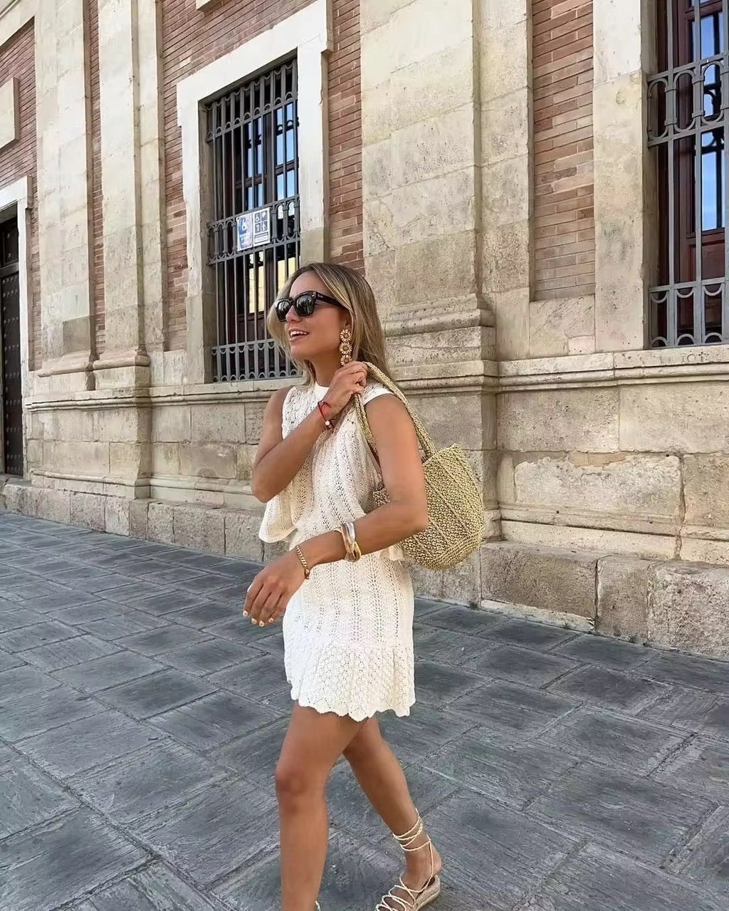 Gestricktes zweiteiliges Set mit A-Linien Rock