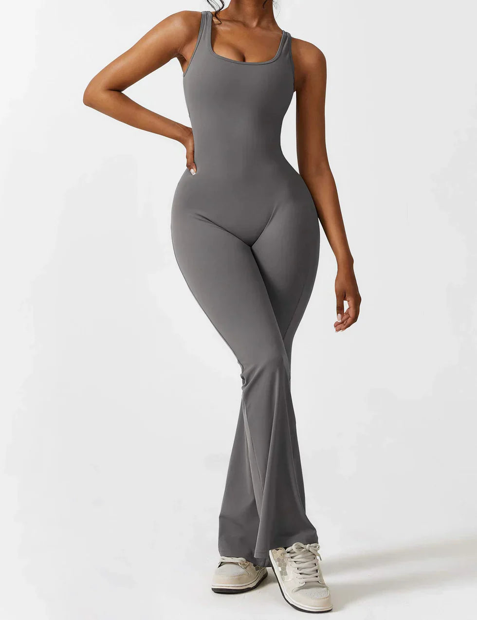 Damen Jumpsuit – Ärmellos, Offener Rücken, Schlagbein, Dehnbar-83507-c2063e45-4d78-4c6e-974d-150ed852827a
