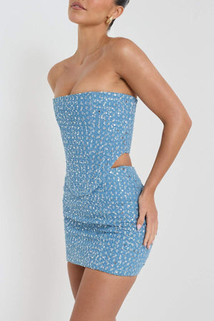 Funkelndes Mini-Kleid mit Cutout