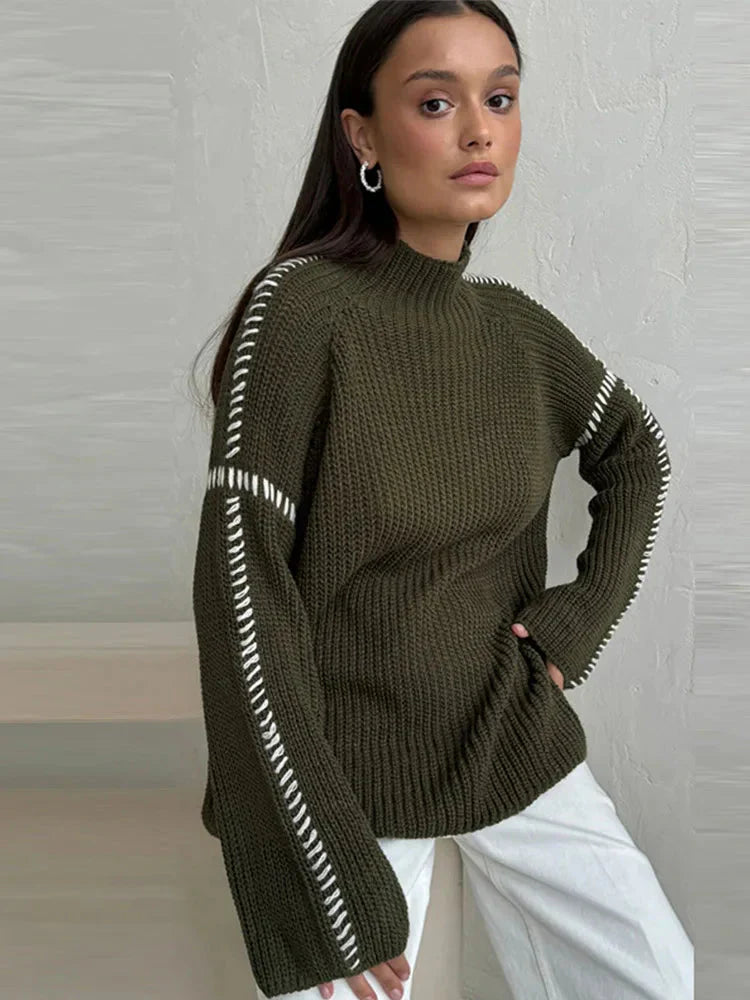 Victoria Zeitloser Kontrast-Strickpullover
