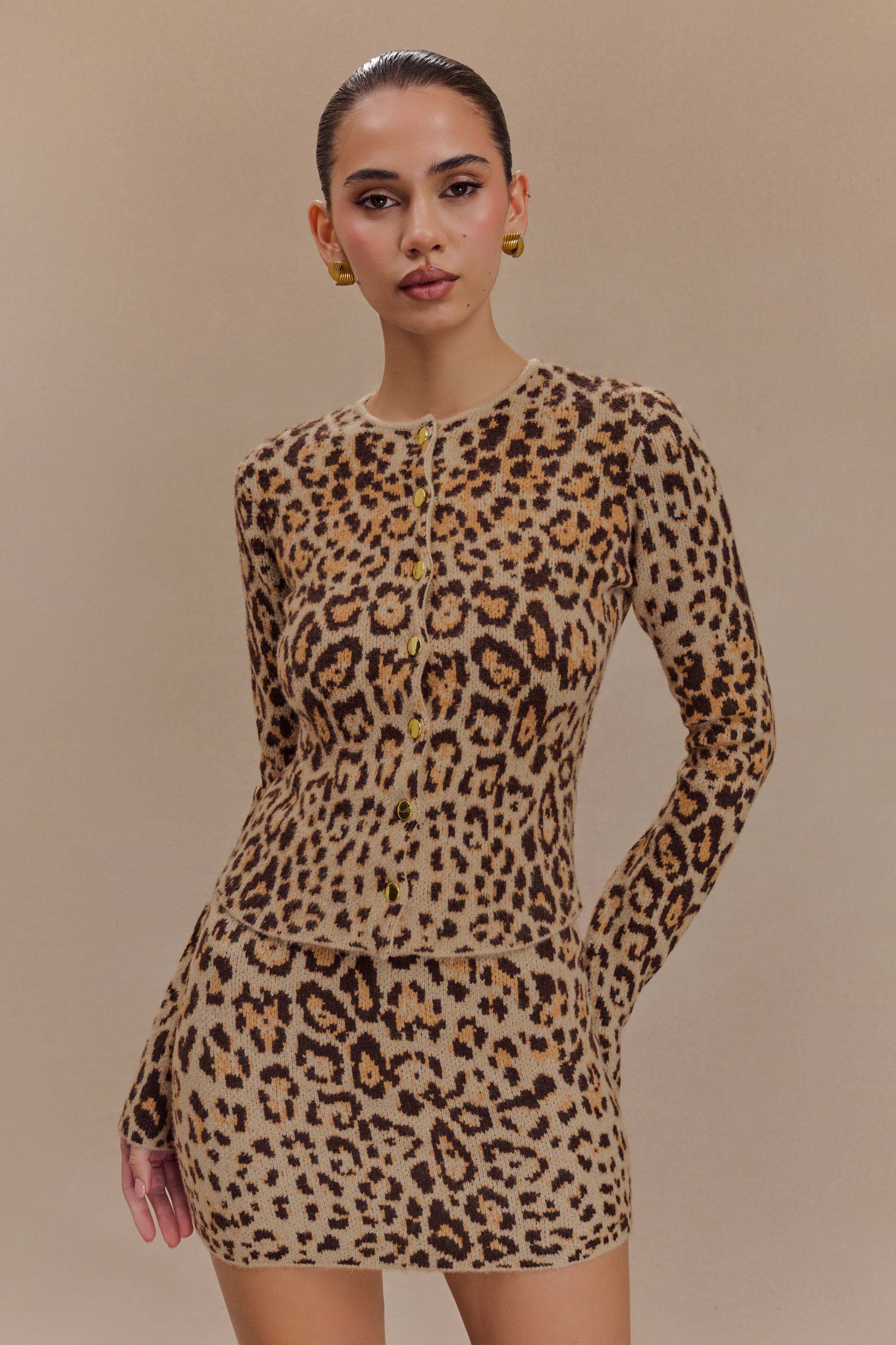 Cardigan & Minirock Set mit Animal Print