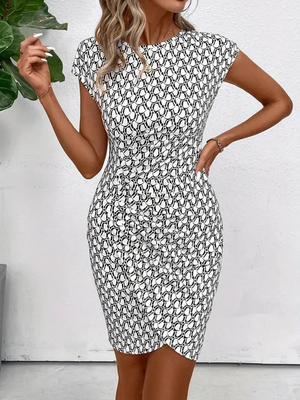Figurbetontes Kleid mit Grafikmuster