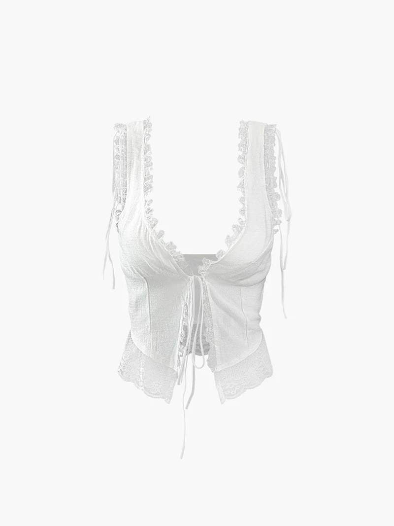 Zartes Top mit Spitze und Bindedetail