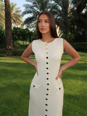Figurbetontes Midikleid mit Knopfleiste