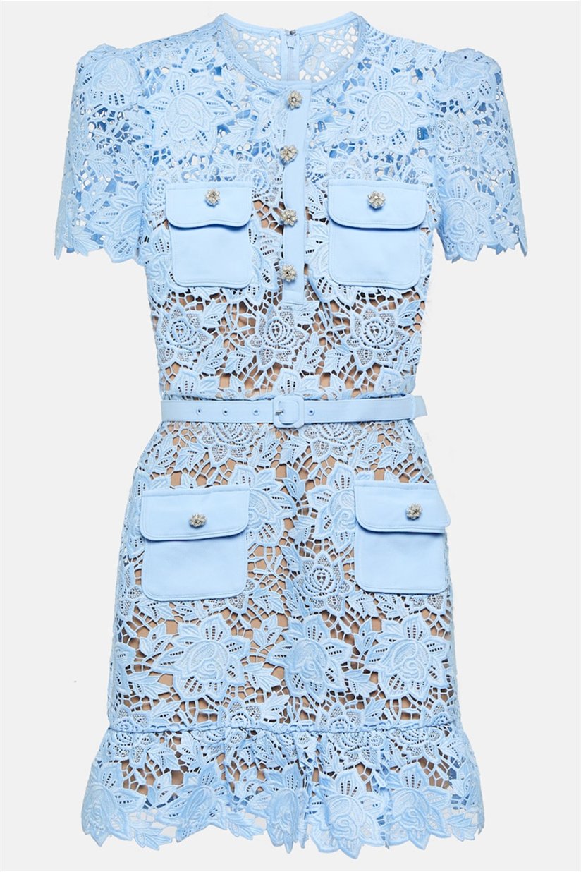 Elegantes Kleid mit Spitze und Rüschensaum