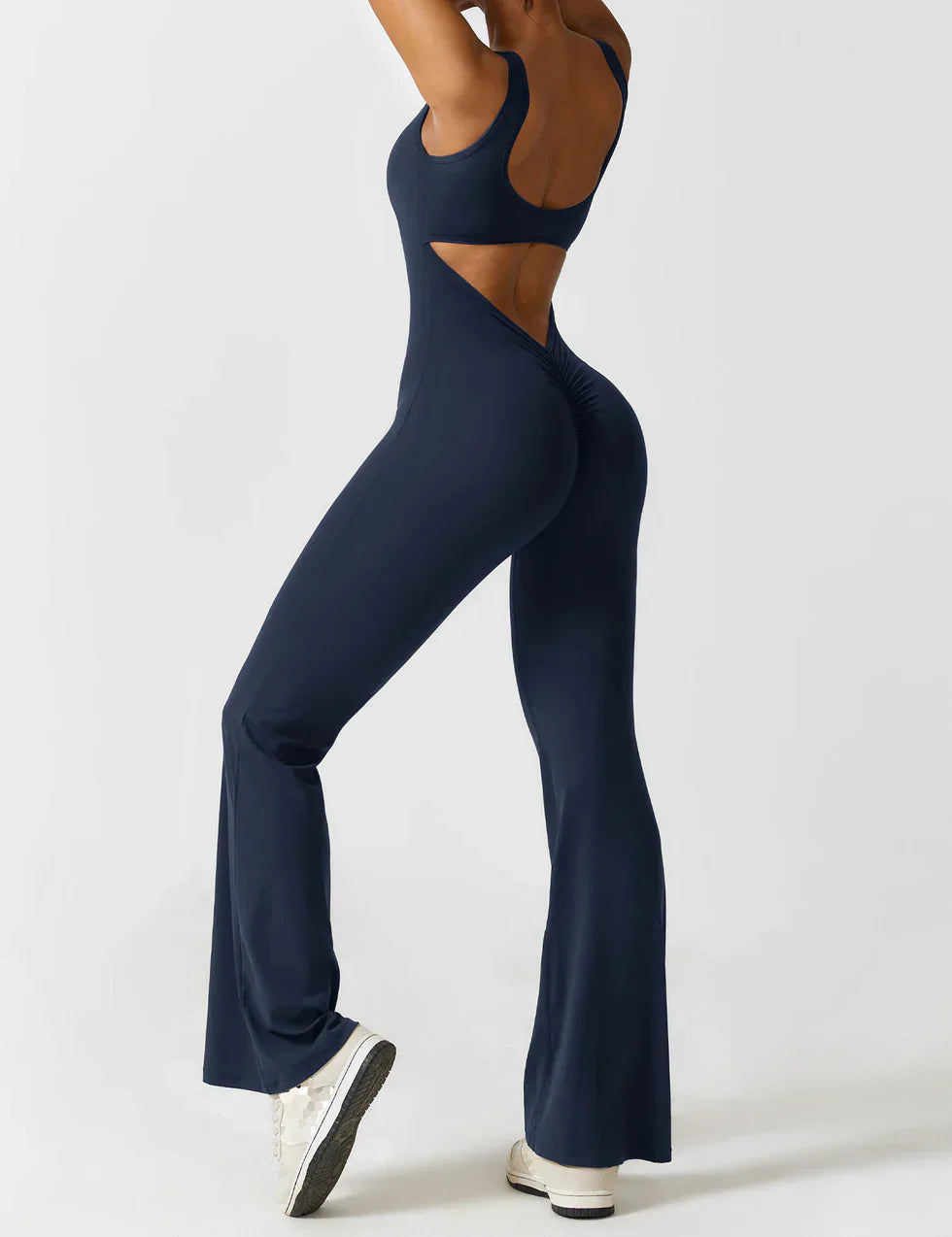 Damen Jumpsuit – Ärmellos, Offener Rücken, Schlagbein, Dehnbar-83507-df7bfb8a-38d9-4a91-ab50-d7c50a878d81