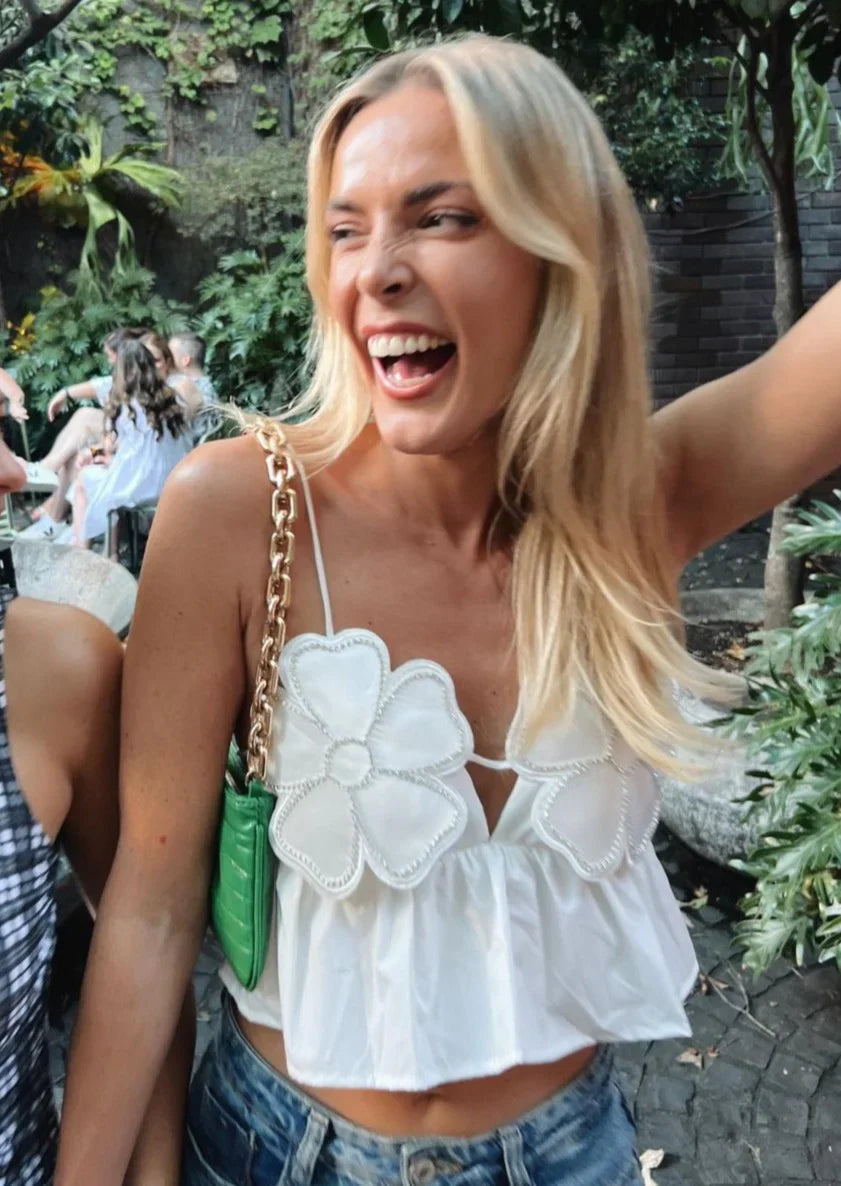 Blütenbesetztes Peplum-Top mit Neckholder