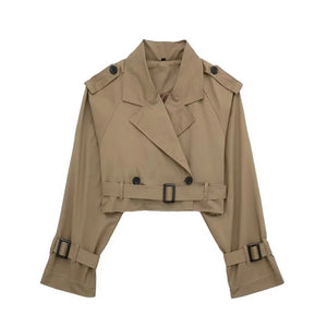 Cropped Trenchcoat mit Gürtel-Detail