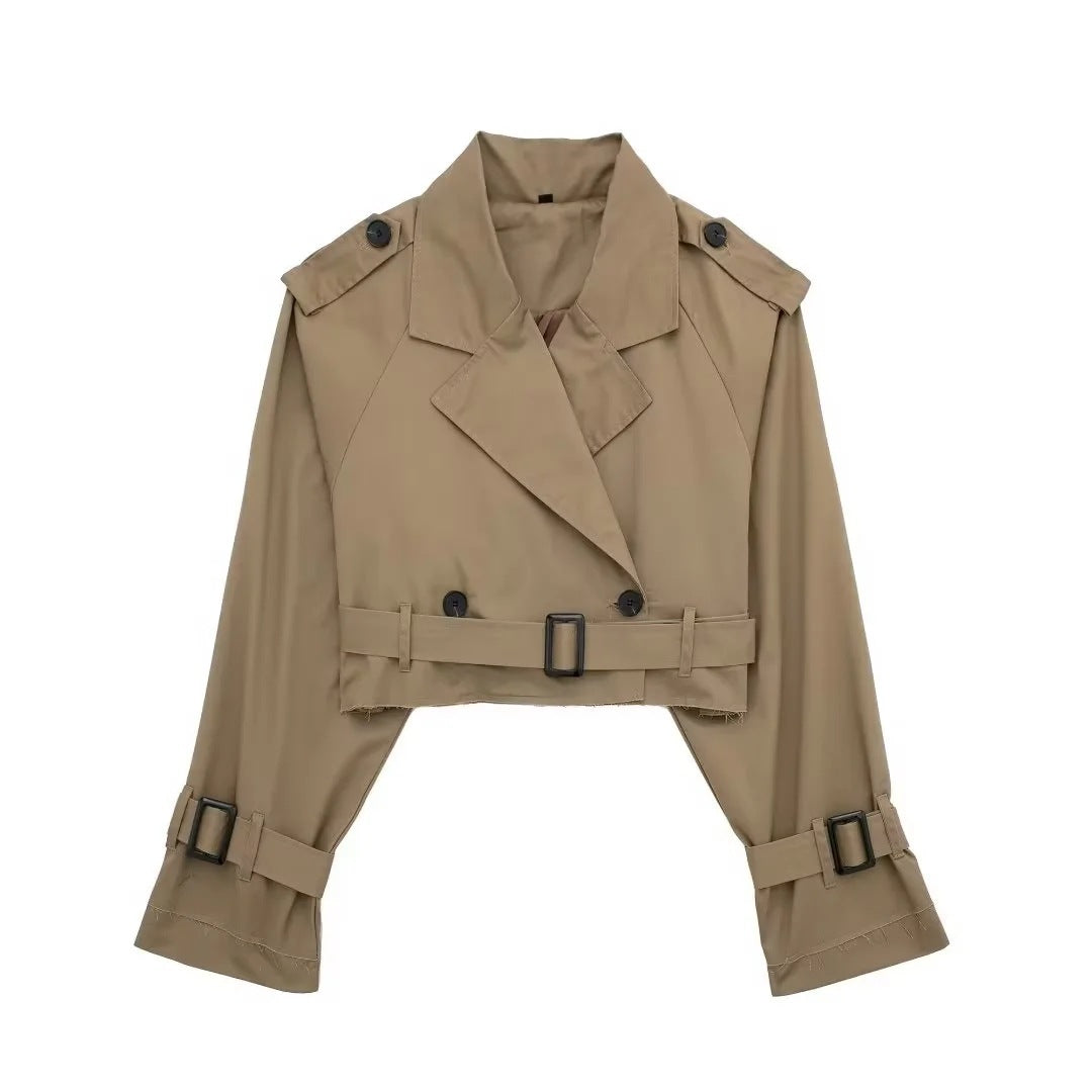 Cropped Trenchcoat mit Gürtel-Detail