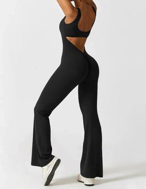 Damen Jumpsuit – Ärmellos, Offener Rücken, Schlagbein, Dehnbar-83507-f7c97eb2-4e60-4155-8325-42f9f52ebe53