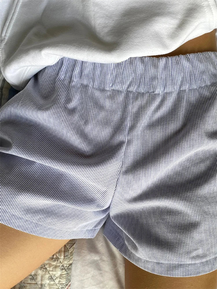 Damen Shorts – Gestreift, Baumwolle, Elastischer Bund, Klassischer Stil-81738-f9ffa6b3-171b-4bcc-8f99-c997b6f1cff3