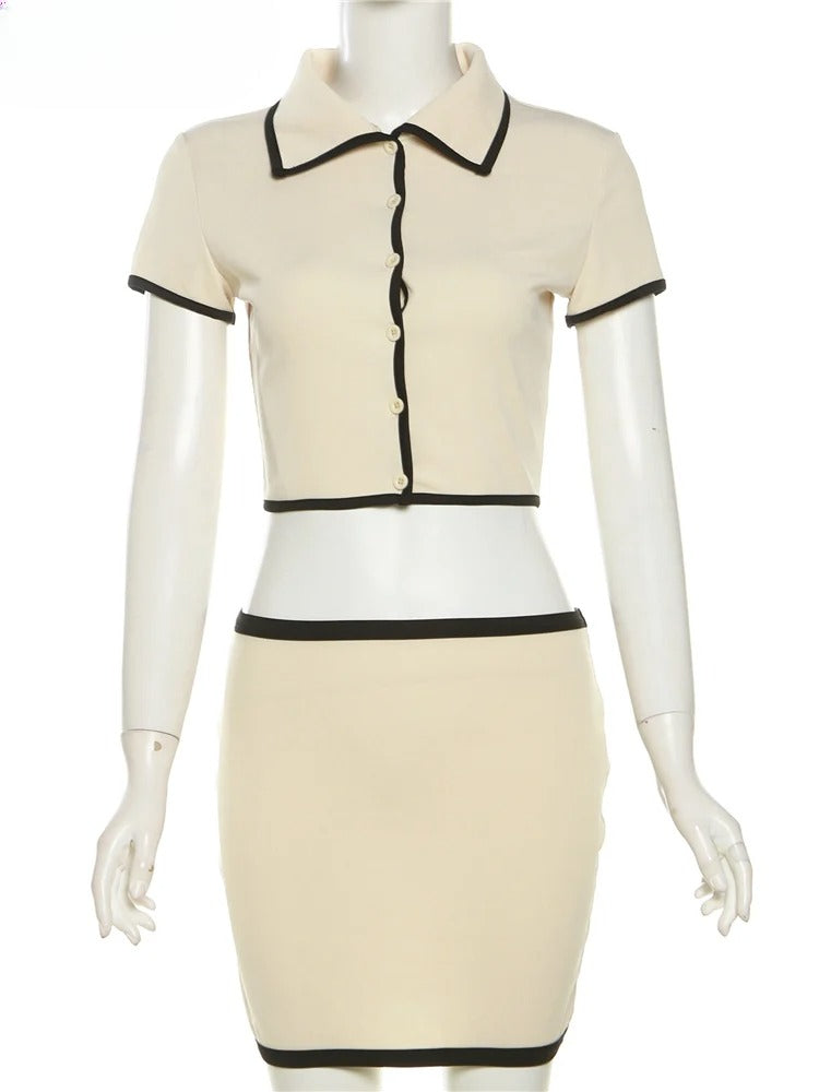 Polo-Strickset mit Minirock