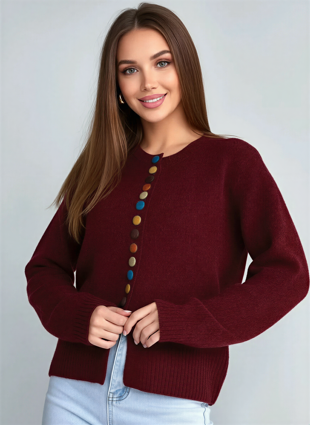 Strickcardigan | Bunte Knöpfe | Lässiger Komfort